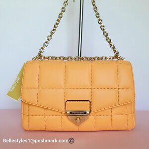 MICHAEL KORS Soho Quilted Smooth Leather Shoulder Bag- Cantaloupe color ⭐